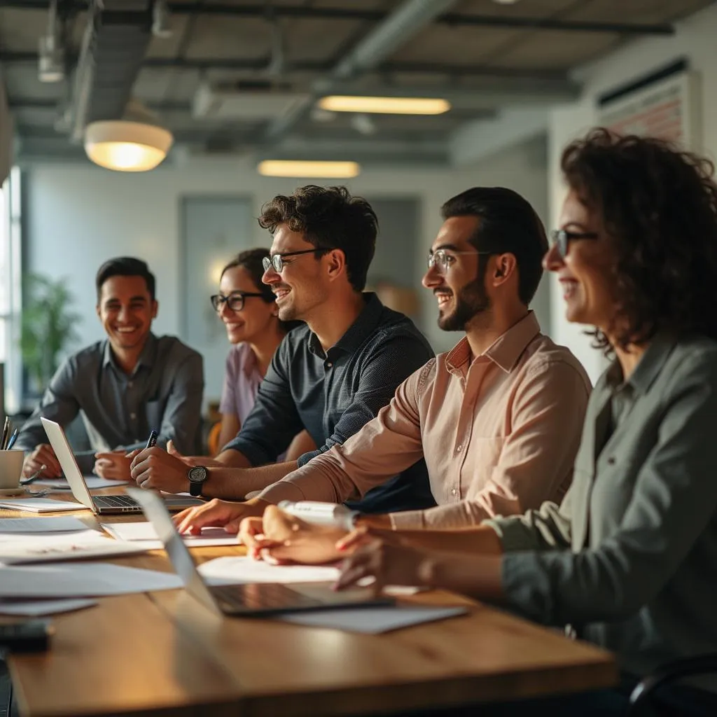 Equipo de consultoría trabajando en un proyecto